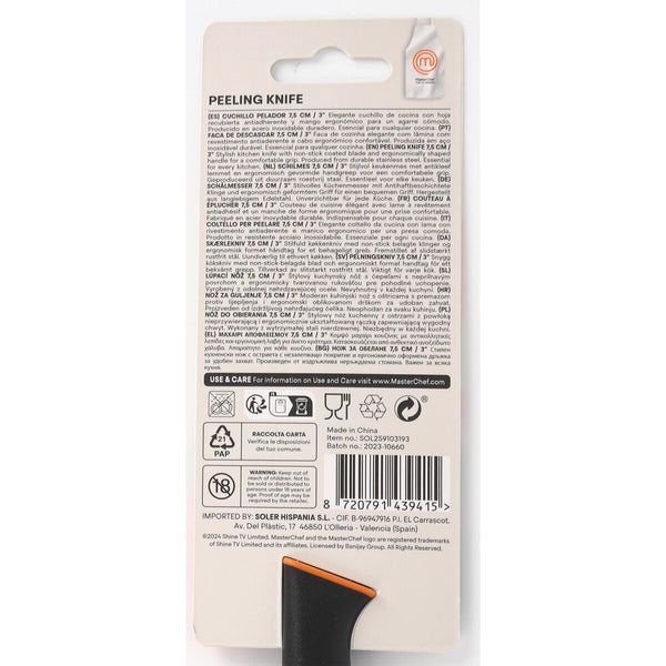 Schälmesser MasterChef Schwarz Silberfarben Edelstahl 7,5 cm (24 Stück)