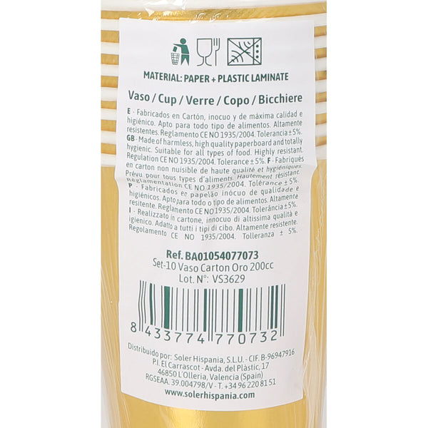 Gläserset Algon Gold 200 ml 10 Stücke (18 Stück)
