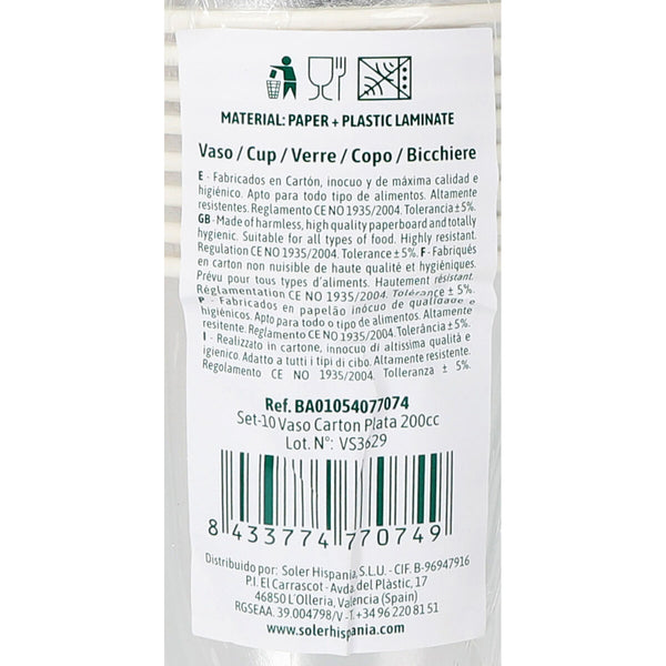 Gläserset Algon Silberfarben 200 ml 10 Stücke (18 Stück)