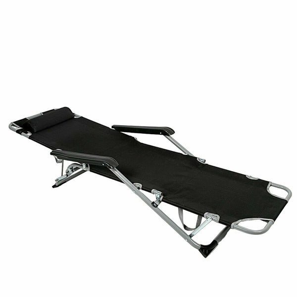 Liegestuhl Aktive Polyester 600D Stahl Schwarz 177 x 47 x 34 cm