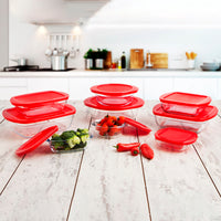 Rechteckige Lunchbox mit Deckel Ô Cuisine Cook&store Ocu Rot 400 ml 17 x 10 x 5 cm Glas Silikon (6 Stück)