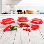 Rechteckige Lunchbox mit Deckel Ô Cuisine Cook & Store Rot 1,1 L 23 x 15 x 6,5 cm Silikon Glas (6 Stück)