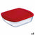 Viereckige Lunchbox mit Deckel Ô Cuisine Cook&store Ocu Rot 2,2 L 25 x 22 x 5 cm Glas Silikon (5 Stück)