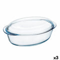 Ofenschüssel Pyrex Classic Vidrio Durchsichtig Glas 33 x 20 x 10 cm mit Deckel (3 Stück)