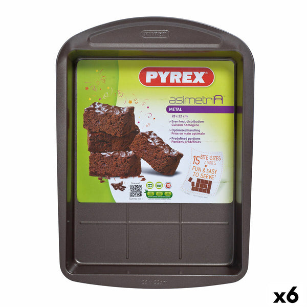 rechteckige Backform Pyrex Asimetria Schwarz Metall 28 x 22 cm rechteckig (6 Stück)