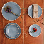 Flacher Teller Ariane Terra Dreieckig Blau aus Keramik Ø 29 cm (6 Stück)