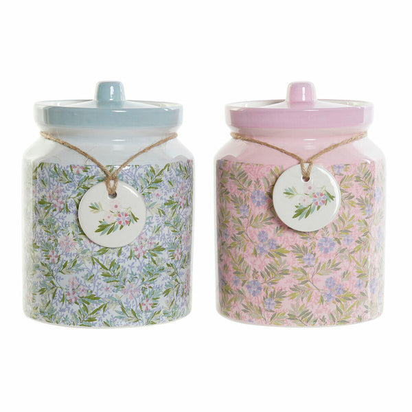 Gefäß DKD Home Decor Blomster 15,5 x 15,5 x 21 cm (2 Stück)