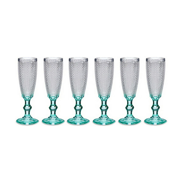 Champagnerglas Vivalto PR05720ZD/BHA6 Durchsichtig türkis Glas 185 ml Punkte (6 Stück)