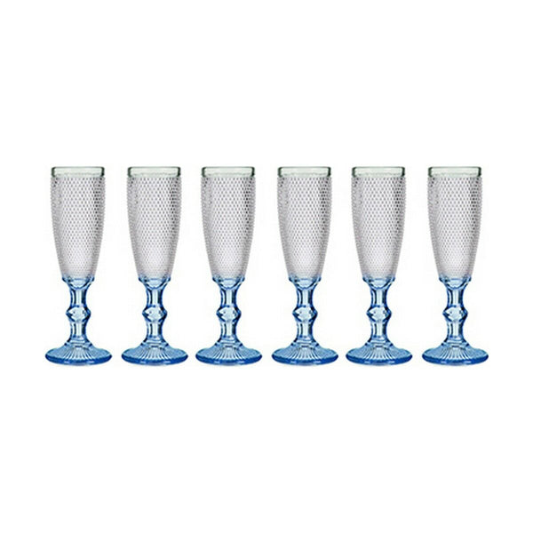 Champagnerglas Punkte Blau Durchsichtig Glas 6 Stück (180 ml)