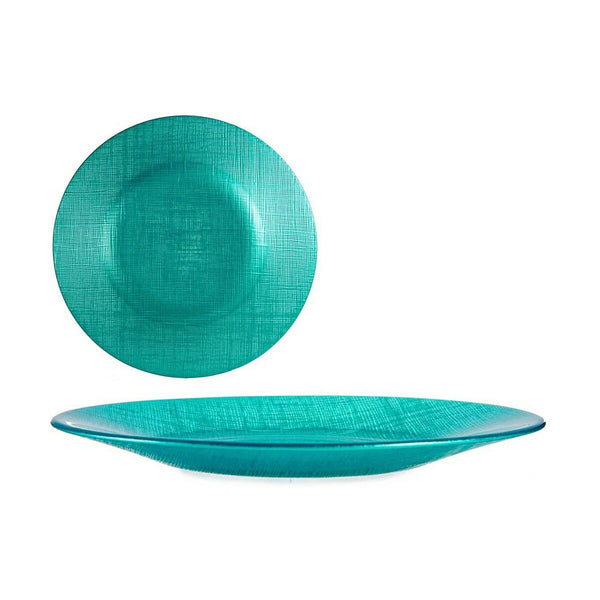 Flacher Teller Vivalto 323921P 323921P türkis Glas 21 x 2 x 21 cm (6 Stück)