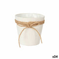 Blumentopf Ibergarden WY18-71 Weiß Braun Stoff Schnur Kunststoff Schleife 14 x 12,5 x 14 cm 14 x 14 x 14 cm (24 Stück)
