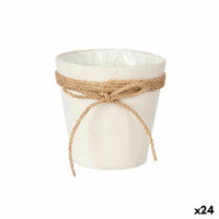 Blumentopf Ibergarden WY18-71 Weiß Braun Stoff Schnur Kunststoff Schleife 14 x 12,5 x 14 cm 14 x 14 x 14 cm (24 Stück)