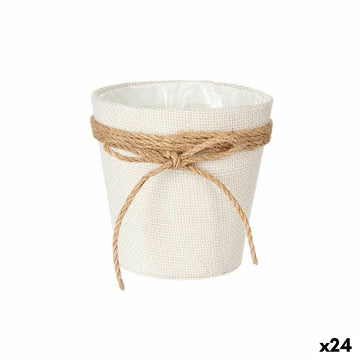 Blumentopf Ibergarden WY18-71 Weiß Braun Stoff Schnur Kunststoff Schleife 14 x 12,5 x 14 cm 14 x 14 x 14 cm (24 Stück)