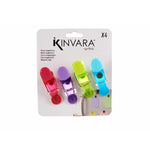 Verschlussclips Kinvara Blau Rot grün Lila Bunt Metall Kautschuk Kunststoff Magnet Plattenspeicher 4 Stücke (12 Stück)