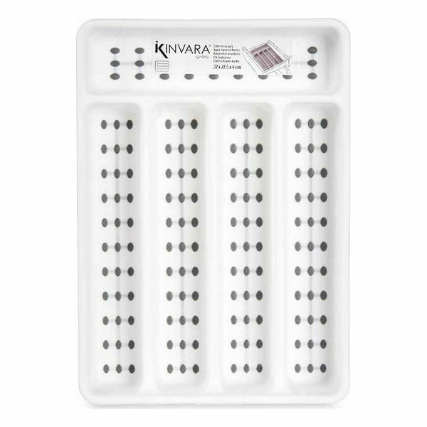 Besteckkasten Kinvara Weiß Schwarz Grau Kautschuk Polypropylen TPR 22,5 x 4,5 x 32 cm (24 Stück)
