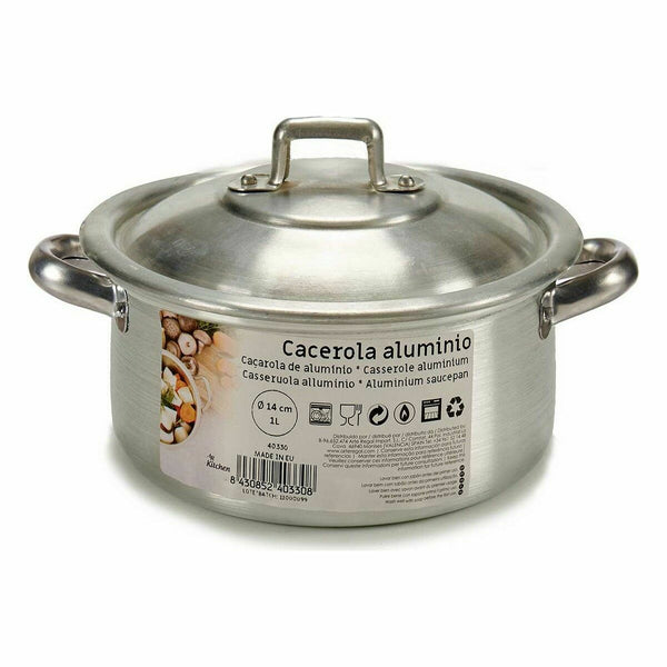 Topf mit Deckel Kinvara Silberfarben Ø 14 cm 1 L 20,5 x 7 x 14 cm 20,5 x 9,5 x 16 cm 14 x 7 x 20,5 cm (10 Stück)