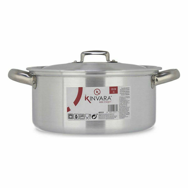 Topf mit Deckel Kinvara Silberfarben 3 L 28 x 12,5 x 22 cm (10 Stück)