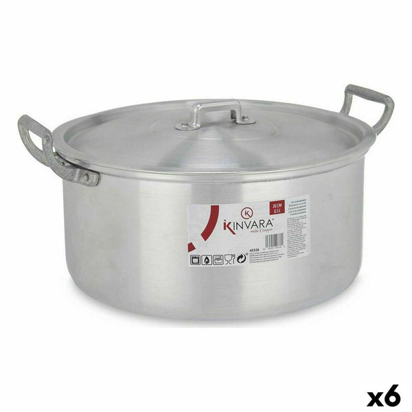 Topf mit Deckel Kinvara Silberfarben 6,5 L 35 x 16 x 28 cm (6 Stück)