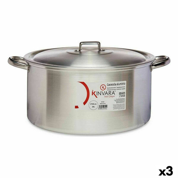 Topf mit Deckel Kinvara Silberfarben 20 L 51 x 23 x 41 cm (3 Stück)