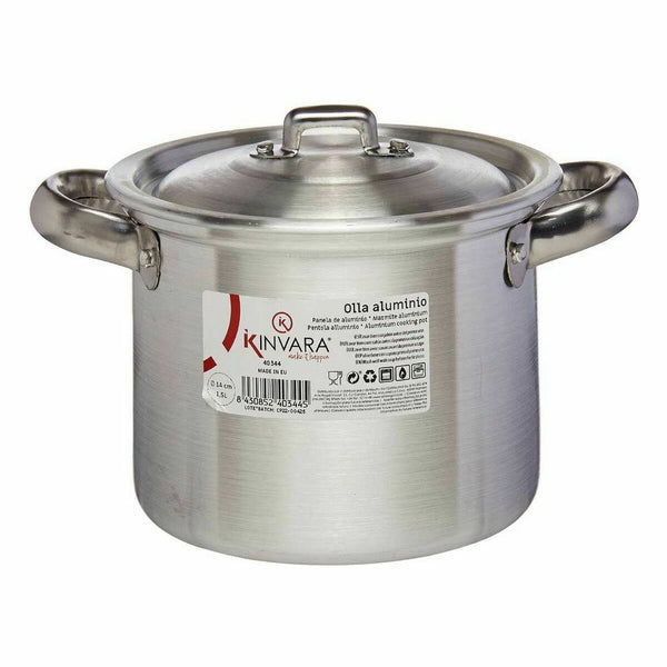 Kochtopf mit Deckel Kinvara Silberfarben Aluminium 16 x 14 x 21 cm 20 x 14 x 16 cm Ø 14 cm (6 Stück)