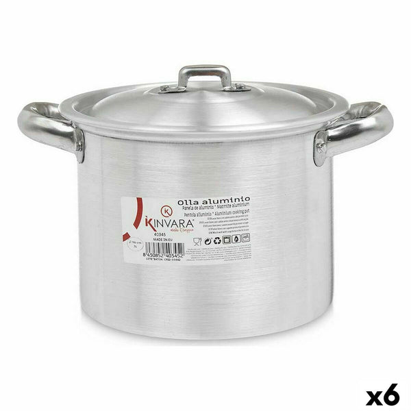 Kochtopf mit Deckel Kinvara Silberfarben Aluminium 23,5 x 15 x 18 cm (6 Stück)