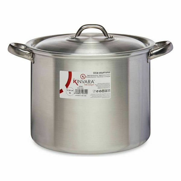 Kochtopf mit Deckel Kinvara Silberfarben Aluminium 33 x 21,5 x 26 cm Ø 24 cm (6 Stück)