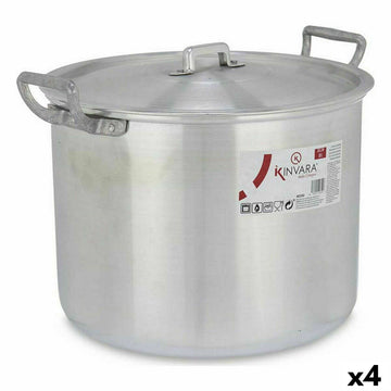 Kochtopf mit Deckel Kinvara Silberfarben Aluminium 35,5 x 24 x 28 cm (4 Stück)