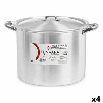 Kochtopf mit Deckel Kinvara Silberfarben Aluminium 38 x 25 x 31 cm (4 Stück)
