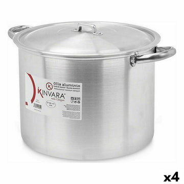 Kochtopf mit Deckel Kinvara Silberfarben Aluminium 40 x 27 x 32 cm 42 x 27 x 32,5 cm Ø 30 cm (4 Stück)
