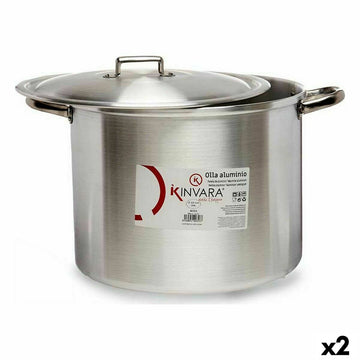 Kochtopf mit Deckel Kinvara Silberfarben Aluminium 44 x 30 x 35 cm (2 Stück)