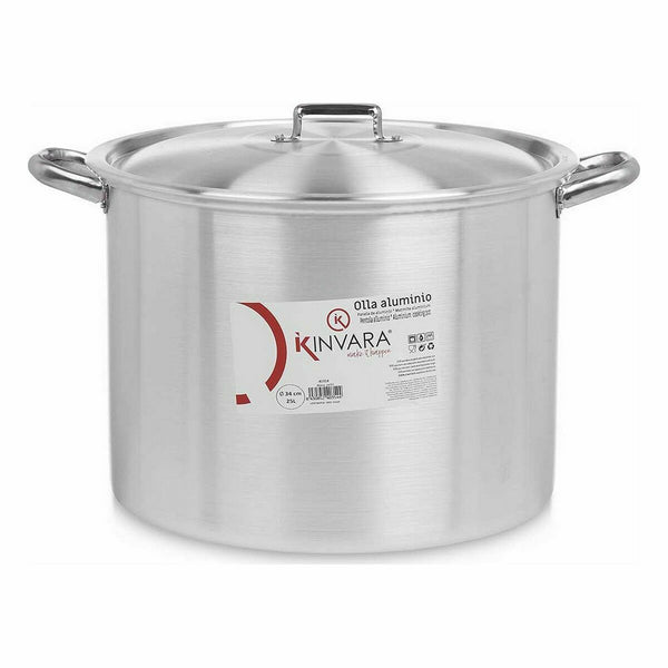 Kochtopf mit Deckel Kinvara Silberfarben Aluminium 46 x 30 x 37 cm Ø 34 cm (2 Stück)