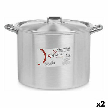 Kochtopf mit Deckel Kinvara Silberfarben Aluminium 46 x 30 x 37 cm Ø 34 cm (2 Stück)