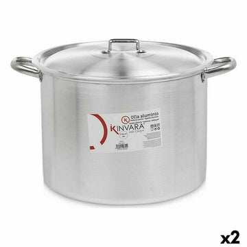 Kochtopf mit Deckel Kinvara Silberfarben Aluminium 48,5 x 31 x 39 cm Ø 36 cm (2 Stück)