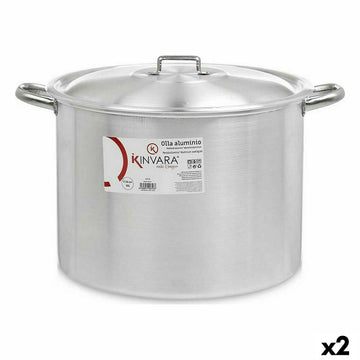 Kochtopf mit Deckel Kinvara Silberfarben Aluminium 50,5 x 32 x 41 cm Ø 36 cm (2 Stück)