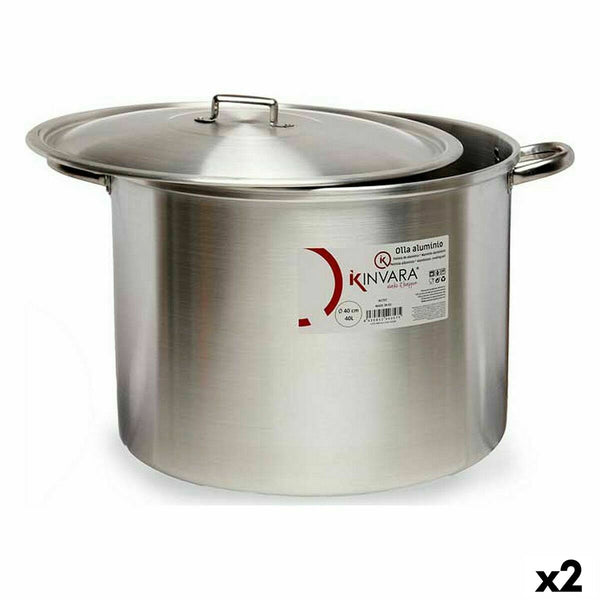 Kochtopf mit Deckel Kinvara Silberfarben Aluminium 53 x 34 x 43 cm (2 Stück)