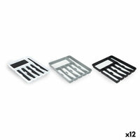 Besteckkasten Kinvara Weiß Schwarz Grau Kautschuk Polypropylen TPR 32,5 x 4,5 x 40,5 cm (12 Stück)