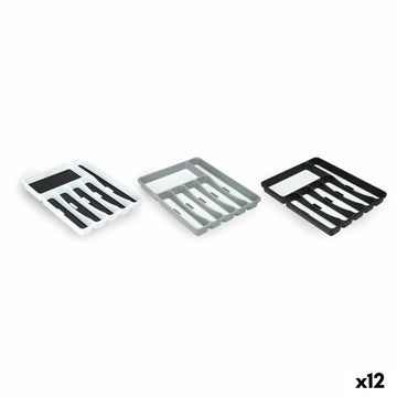 Besteckkasten Kinvara Weiß Schwarz Grau Kautschuk Polypropylen TPR 32,5 x 4,5 x 40,5 cm (12 Stück)