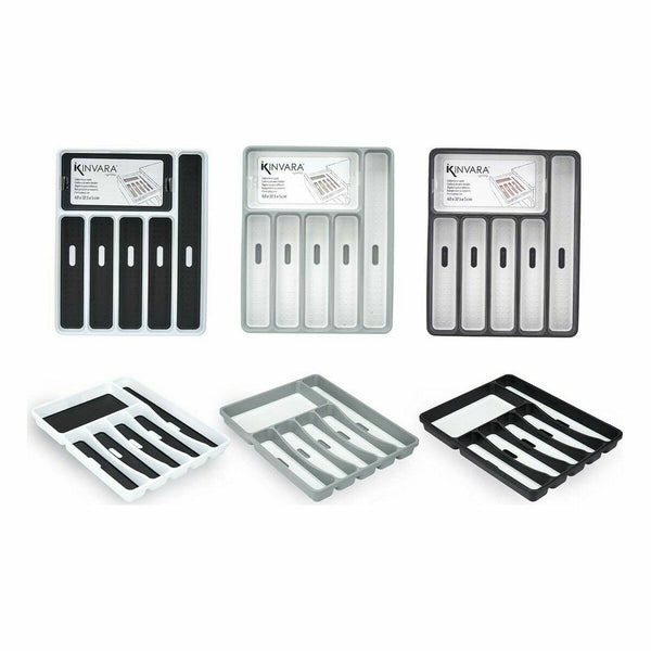 Besteckkasten Kinvara Weiß Schwarz Grau Kautschuk Polypropylen TPR 32,5 x 4,5 x 40,5 cm (12 Stück)