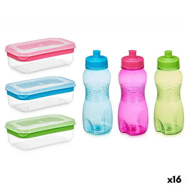 Brotzeitdose mit Flasche Leknes 47315 47315 Blau grün Rosa Polyäthylen Polypropylen (16 Stück)