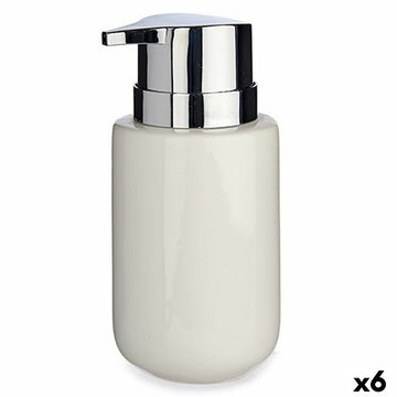 Seifenspender Berilo J1017-A-BLANCO Weiß Silberfarben Metall aus Keramik 300 ml 7 x 14,5 x 8,5 cm (6 Stück)