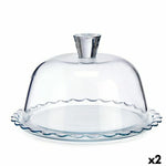 Kuchenplatte Pasabahce Petite Patisserie Durchsichtig Glas 26,4 x 15,5 x 26,4 cm Wellen (2 Stück)