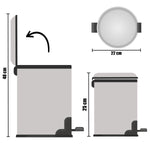 Papierkorb mit Pedal Silberfarben Edelstahl Kunststoff 3 L (6 Stück)