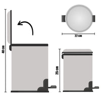Papierkorb mit Pedal Silberfarben Edelstahl Kunststoff 3 L (6 Stück)