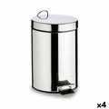 Papierkorb mit Pedal Berilo B0010-7L Silberfarben Edelstahl Kunststoff 7 L (4 Stück)