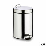 Papierkorb mit Pedal Berilo B0010-7L Silberfarben Edelstahl Kunststoff 7 L (4 Stück)