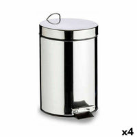 Papierkorb mit Pedal Berilo B0010-7L Silberfarben Edelstahl Kunststoff 7 L (4 Stück)