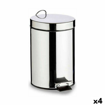 Papierkorb mit Pedal Berilo B0010-7L Silberfarben Edelstahl Kunststoff 7 L (4 Stück)