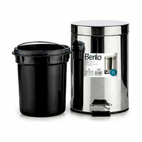 Papierkorb mit Pedal Berilo B0010-7L Silberfarben Edelstahl Kunststoff 7 L (4 Stück)