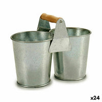 Blumentopf Ibergarden Braun Silberfarben Holz Zink Double 20 x 15 x 10,2 cm (24 Stück)