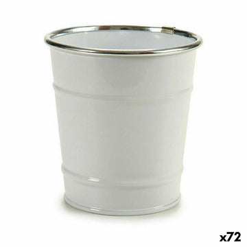 Blumentopf Würfel Weiß Silberfarben Zink 10,5 x 10,5 x 10,5 cm (72 Stück)